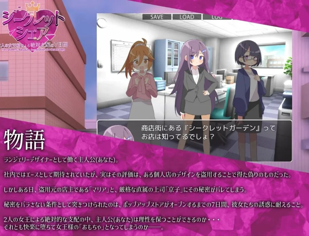 图片[2]-[PC+安卓][RPG/男性受/逆推]秘密共享〜两位女王陛下的绝对支配7天〜 シークレット・シェア〜2人の女王様による絶対支配の7日間〜 v1.00 内嵌AI汉化+作弊码/2072-白夜ACG